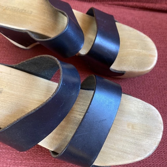 Y2K Vintage Trippen Germany Wood Clogs With Leather Black Straps Sandals 40 - Picture 3 of 12